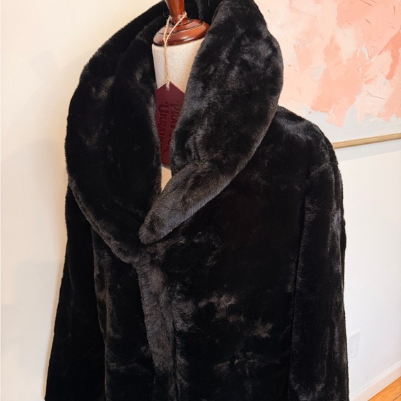 Gallery New York Black Faux Fur Black Jacket Medium - Picture 5 of 15